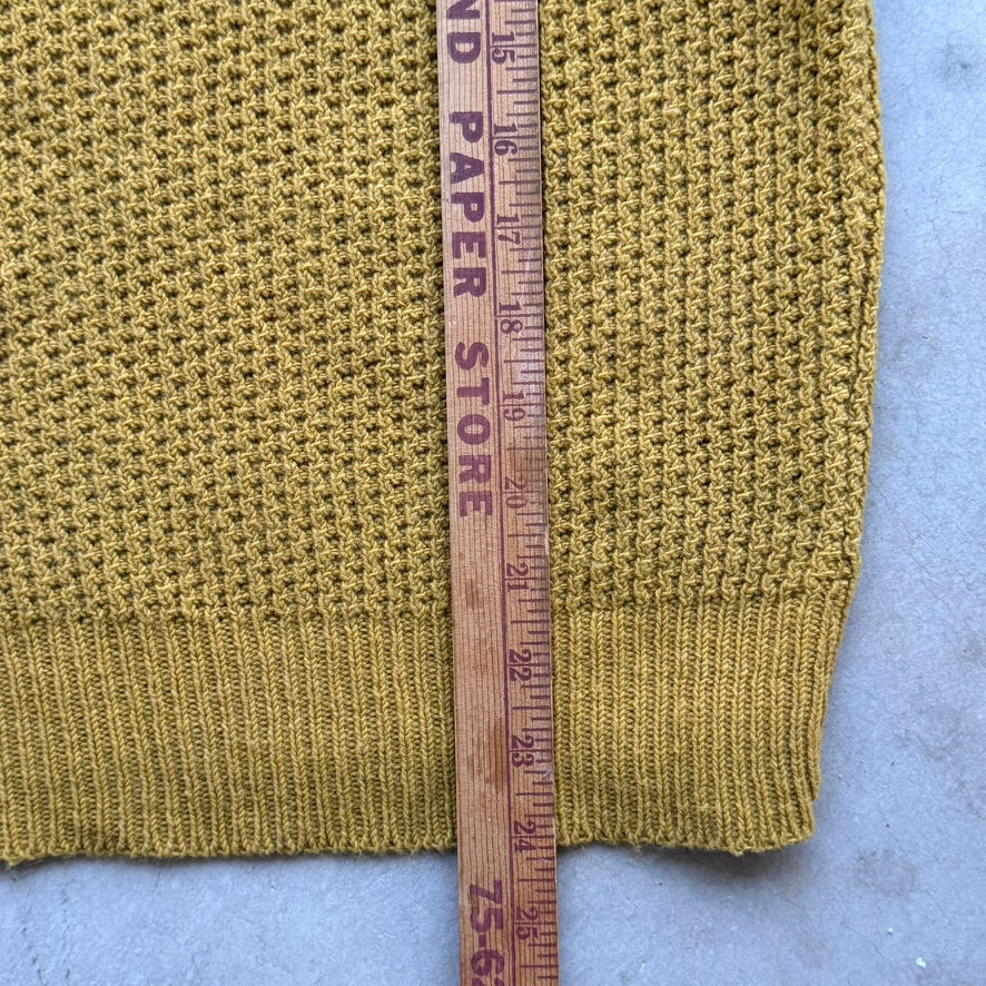 Vintage National Mustard Yellow Waffle Knit Lambswool Blend Crewneck Sweater