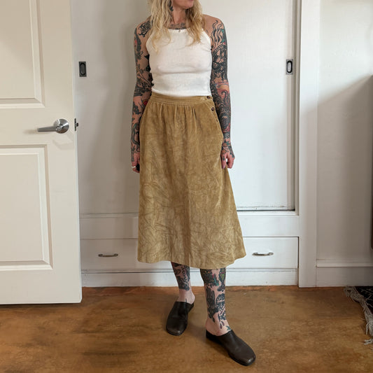 Vintage 1970s Tan corduroy midi skirt