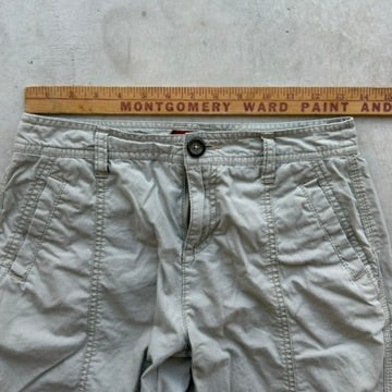 Merona Women Tan Khaki Cargo Capri Pants Size 2 Fit 1 Drawstring Utility Crop