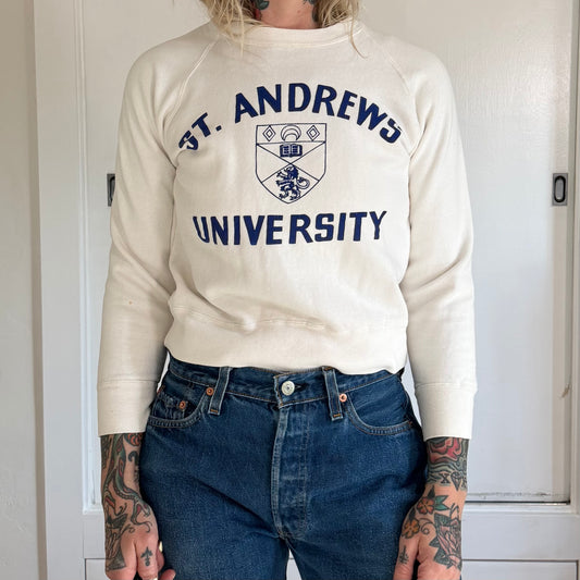 Vintage St Andrews University Sweatshirt Crest Raglan Pullover