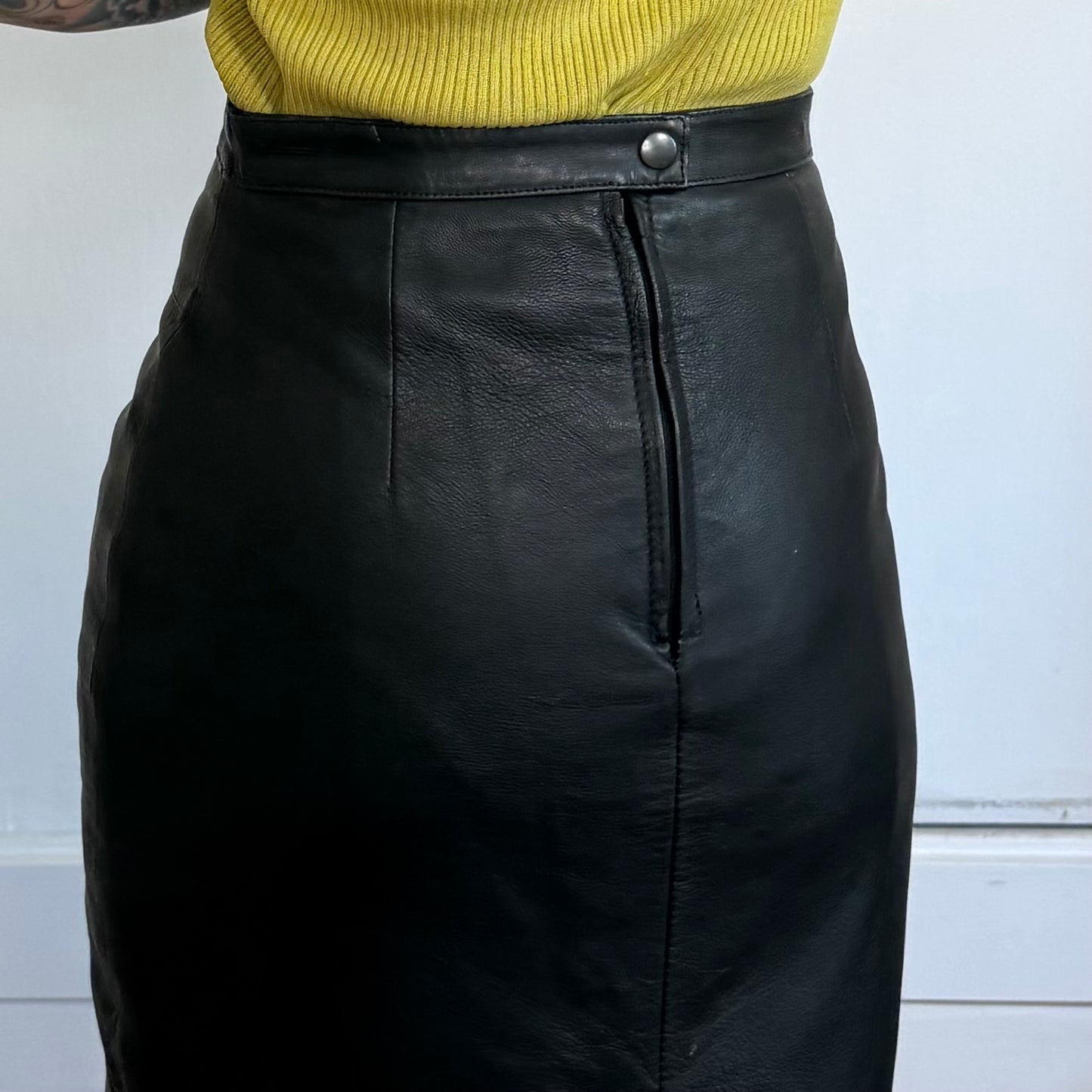 Vintage Outerbound Black Leather Pencil Skirt