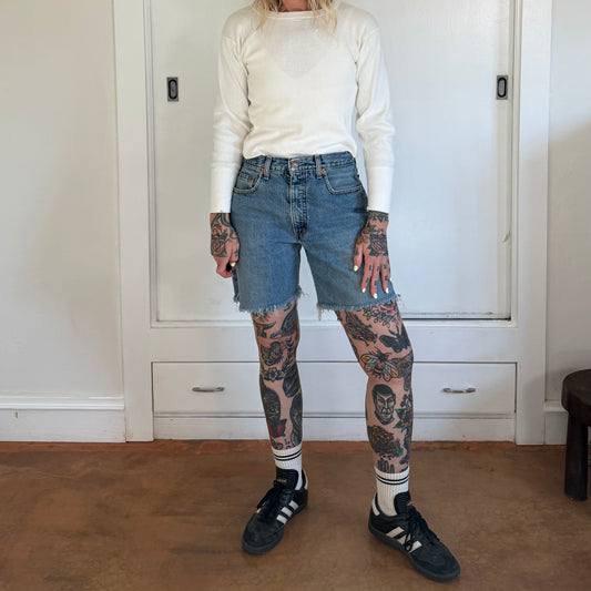 Vintage 1990s Levi's 517 Orange Tab Denim Cut Off Shorts