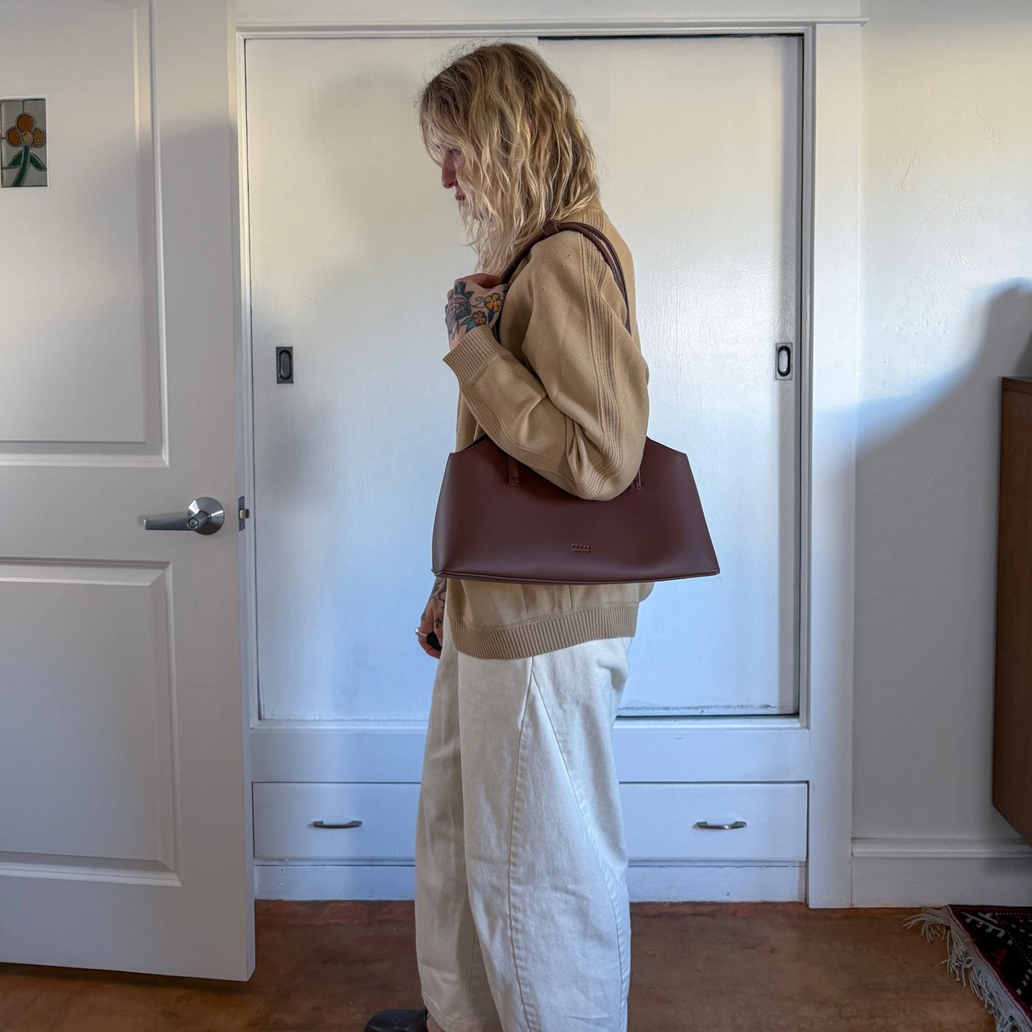 Vintage 1960s tan button up cardigan