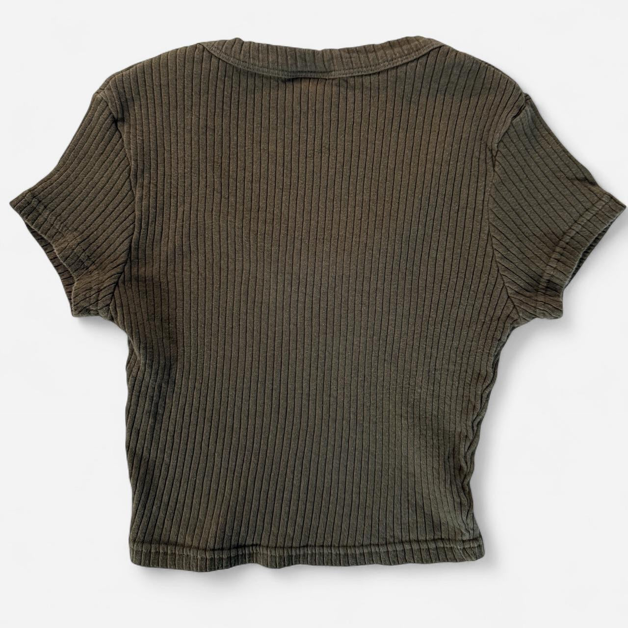 Vintage Y2K 1990s Green Ribbed Crop Top