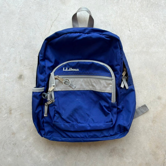 Vintage LL Bean Kids Backpack Royal Blue School Bag with Reflective Trim