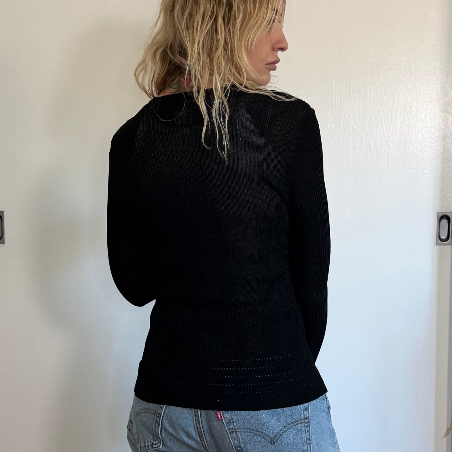 Vintage Jones & Co Black Ribbed Cardigan Sweater