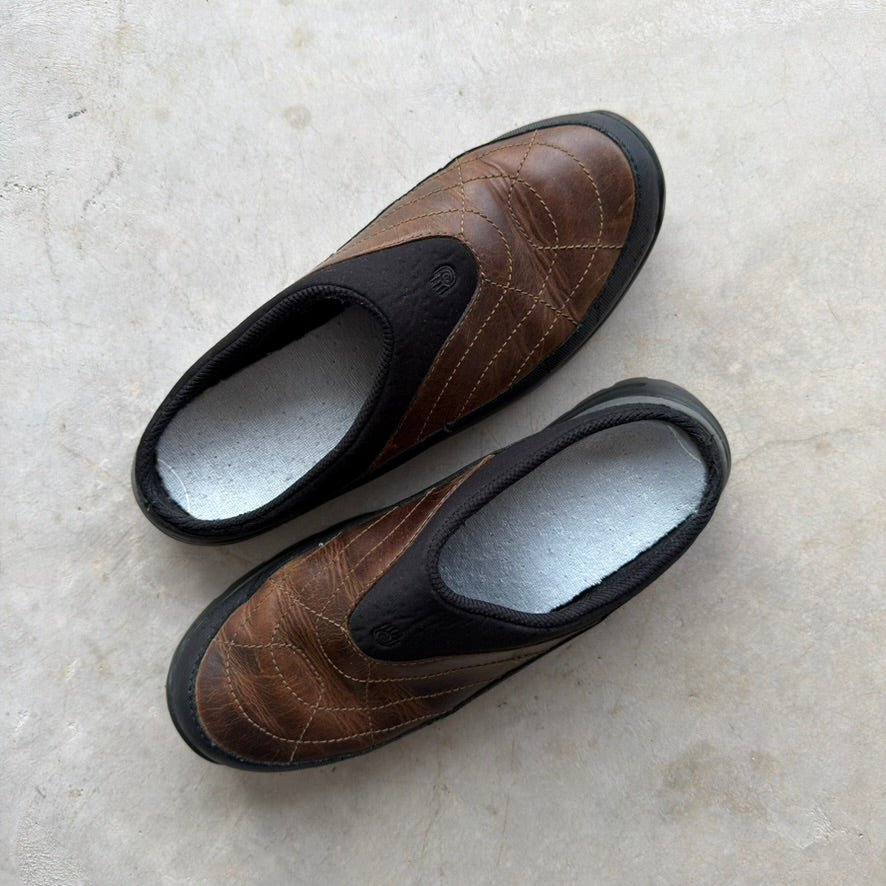 Vintage Teva Leather Mules Brown Black Outdoor Slip On Clogs Womens 7.5