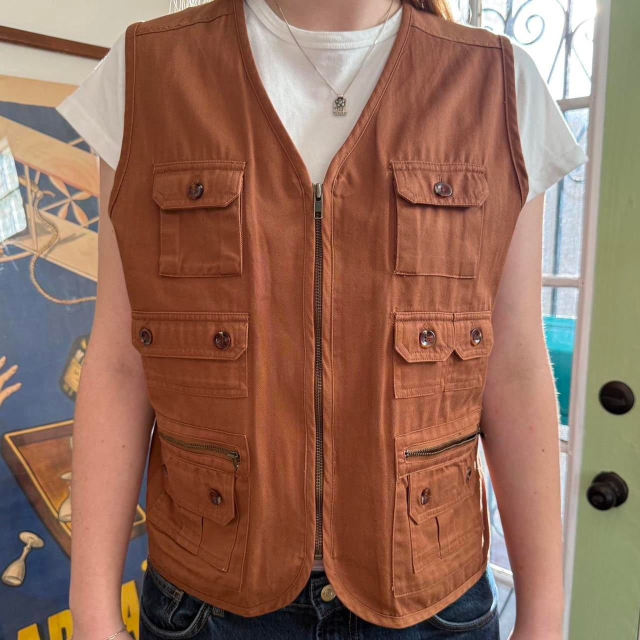 Vintage 1990s Brown Utility Vest