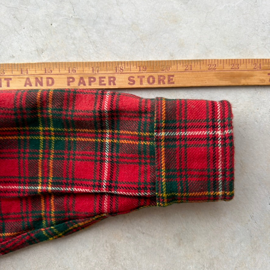 Vintage Heavy Plaid Flannel Shirt Red Green Wool Blend Button Down Mens L