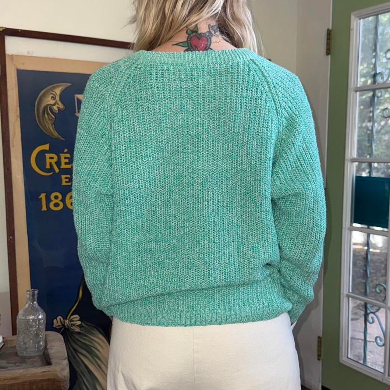 Vintage 1980s Green Knit Crewneck Sweater
