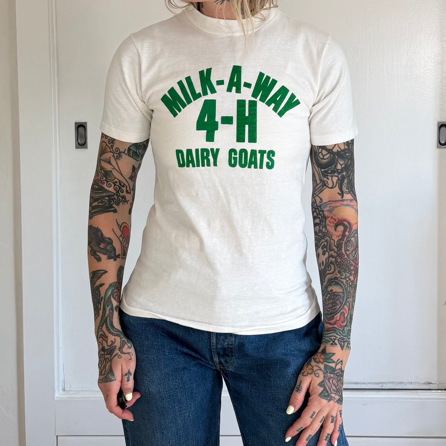 Vintage 1970s Hanes 4-H Dairy Goats Milk-A-Way T-Shirt