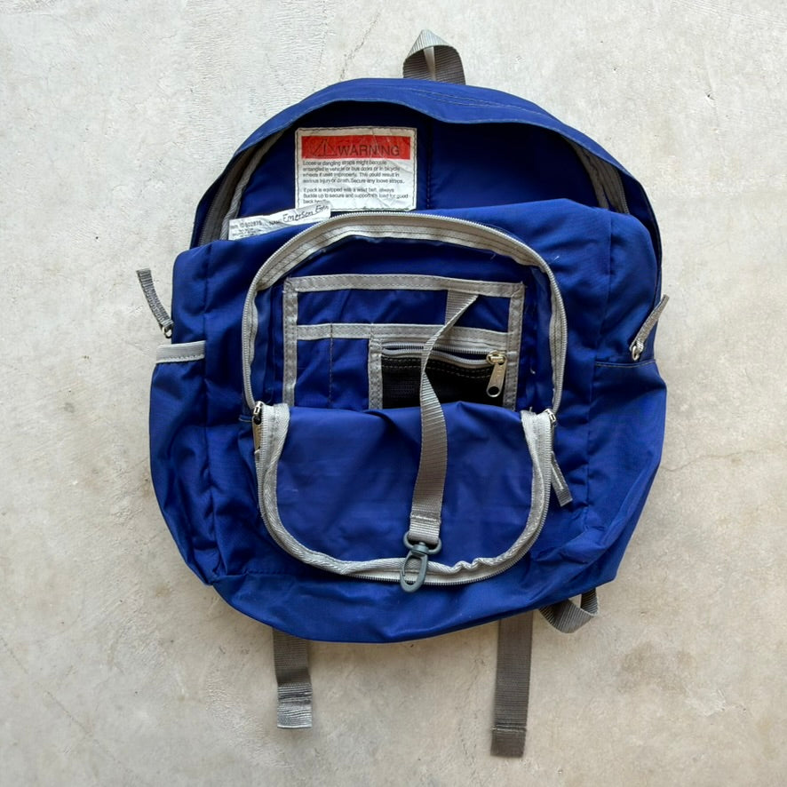 Vintage LL Bean Kids Backpack Royal Blue School Bag with Reflective Trim