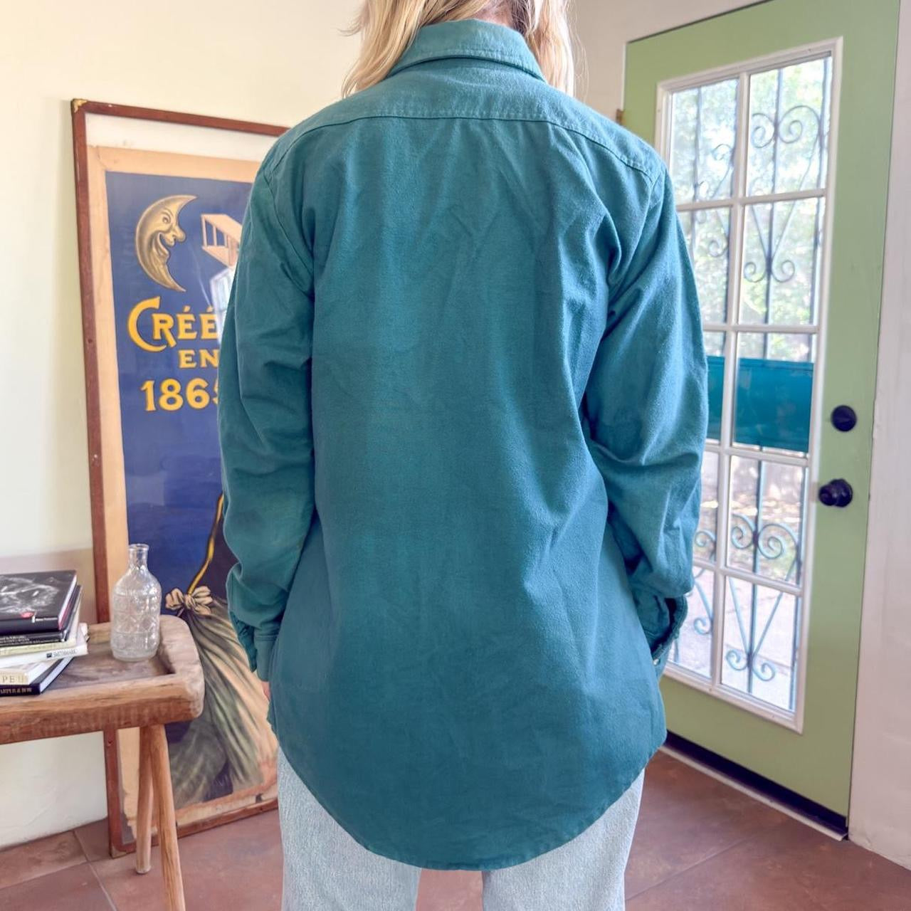 Vintage 1980s Five Brothers Green Faded Button up Shirt