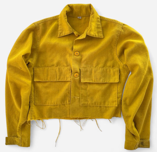 Vintage Cropped Button up Yellow Jacket