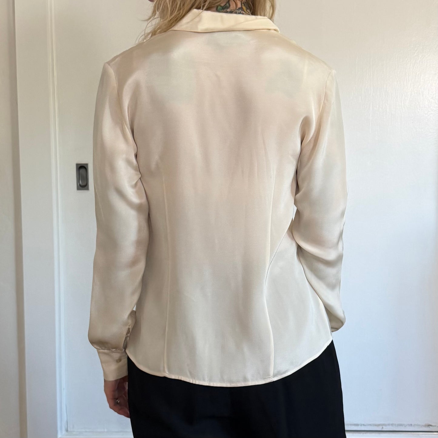 Vintage Ann Taylor Silk Cream Button Down Blouse
