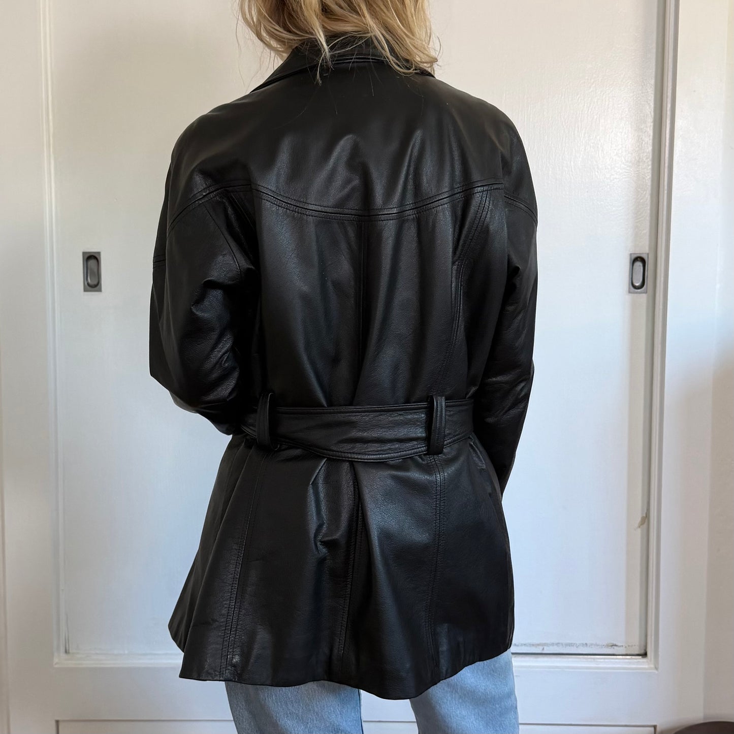 Vintage Preston & York Vintage Double Breasted Belted Black Trench Coat