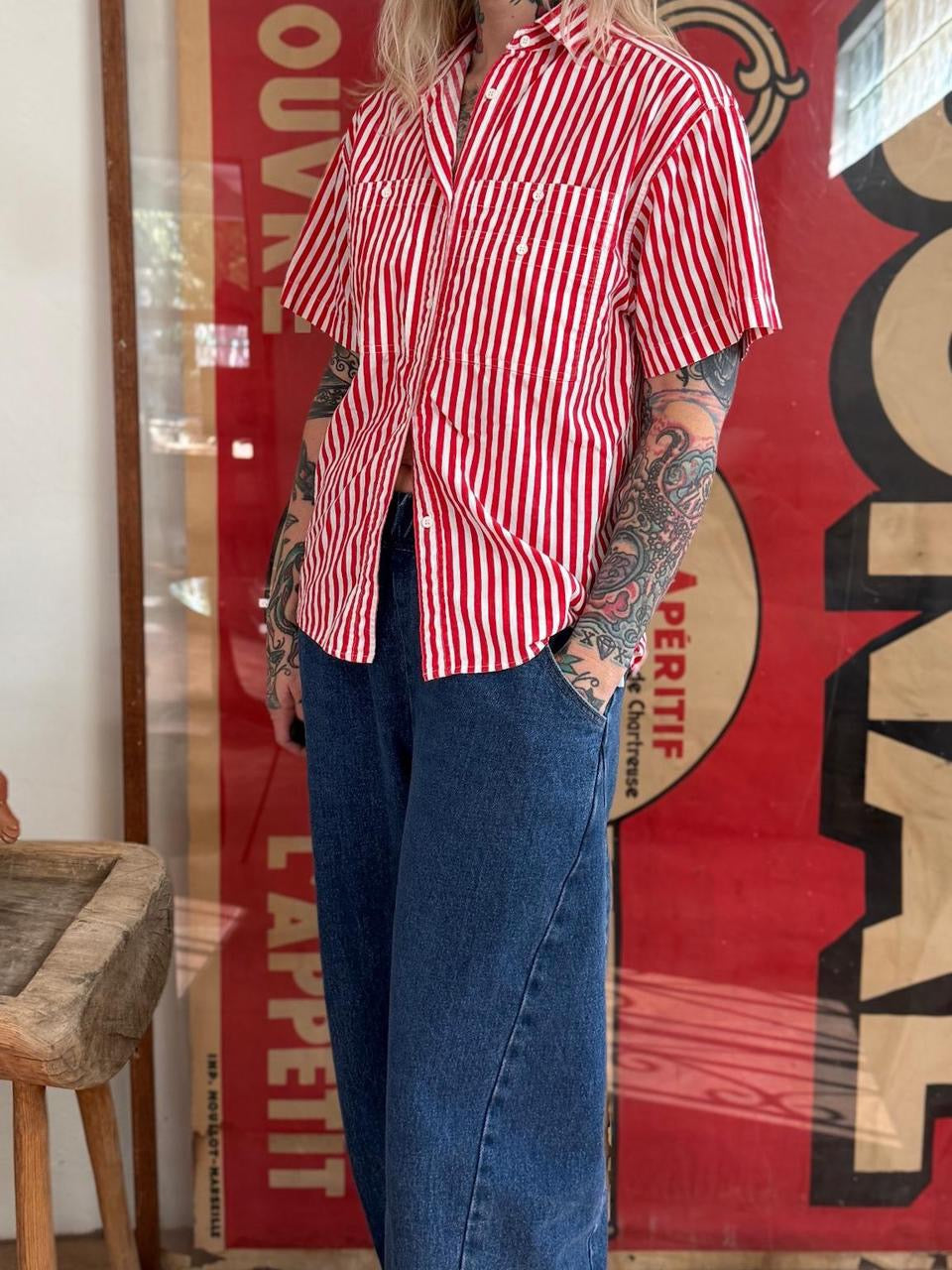 Vintage Diane Von Furstenburg Red Striped Button Up