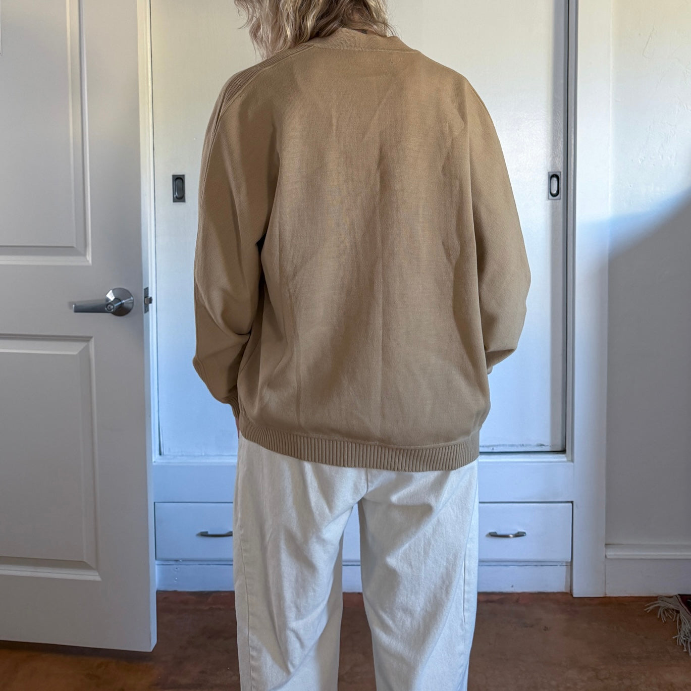 Vintage 1960s tan button up cardigan