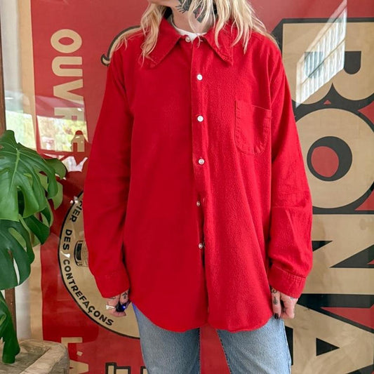 Vintage 1960s permanent press red long sleeve button up shirt