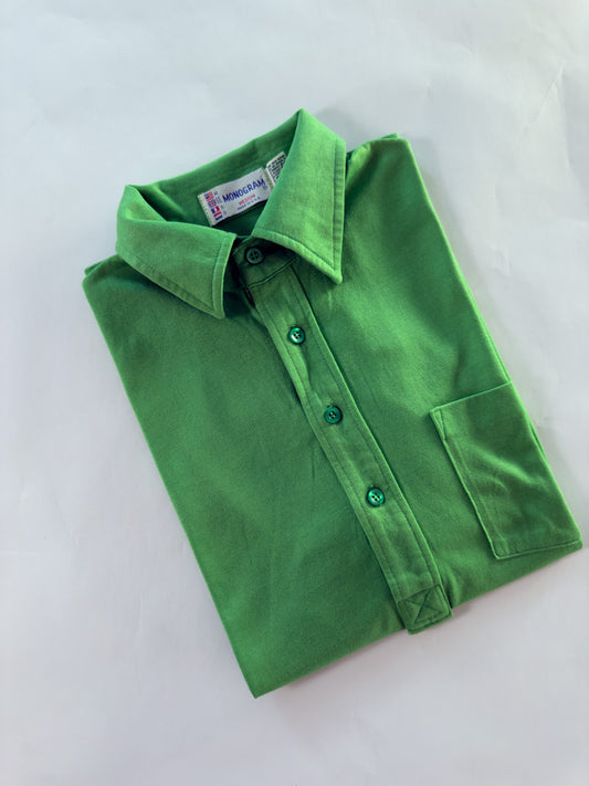 Vintage 1970s Green Button Down Polo