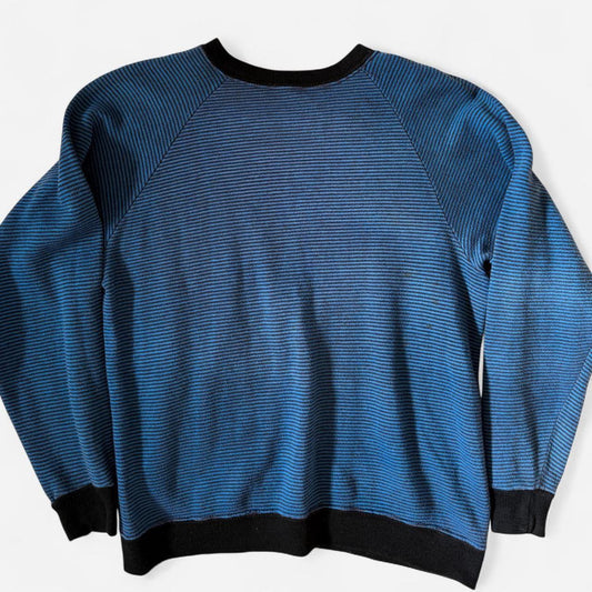 Vintage 1960s Blue and Black Striped Crewneck Sweatshirt