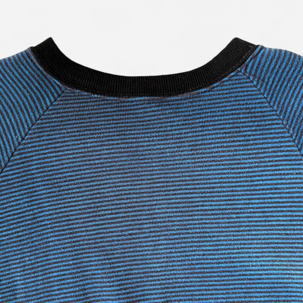 Vintage 1960s Blue and Black Striped Crewneck Sweatshirt