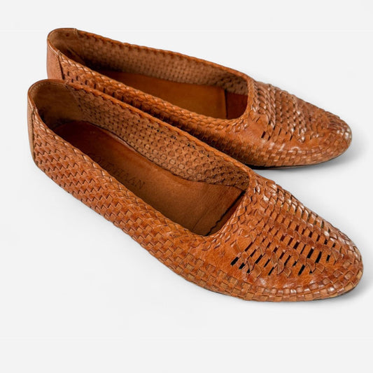 Vintage Leather Brown Woven Flats